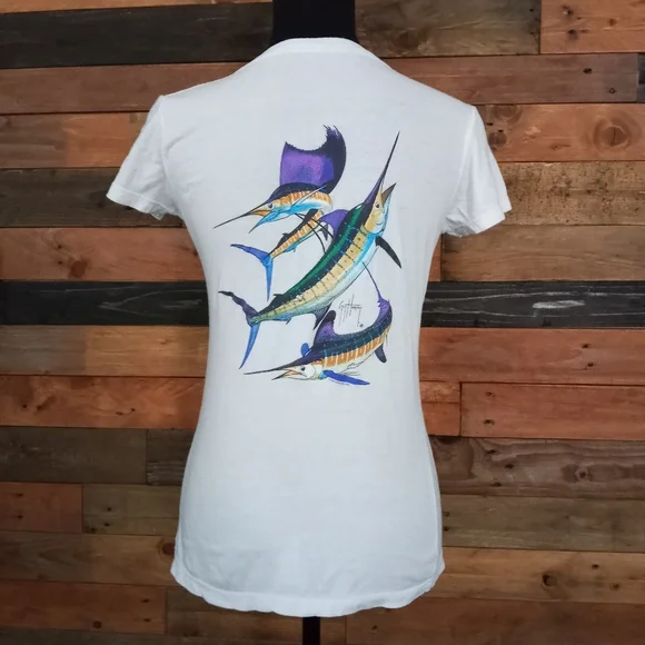 EUC Guy Harvey white swordfish t-shirt- Small - Picture 3 of 6